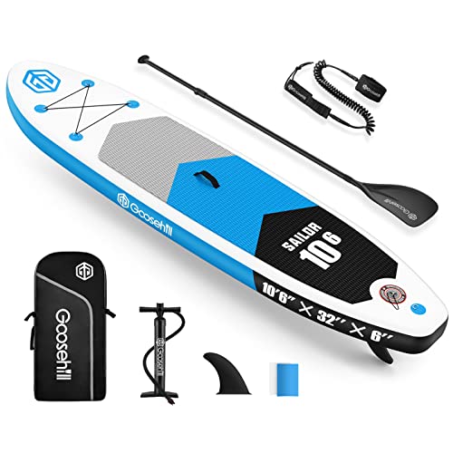 Goosehill Inflatable Stand Up Paddle Board, Reinforced Double Layer All-Around Paddleboard for All Skill Level, Ultra Light, Stable and Reliable with Premium SUP Package