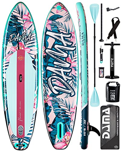 DAMA Stand Up Paddle Boards 10'6'*32'*6' Drop Stitch Inflatable Paddle Board Sup Boards Classic Flower W/Leash, Camera Mount, Hand Pump, for Surfing, Travling, Yoga…
