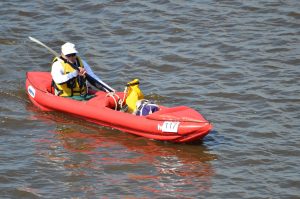 inflatable kayak on sea