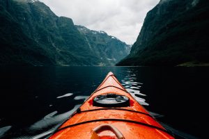 inflatable kayak on water